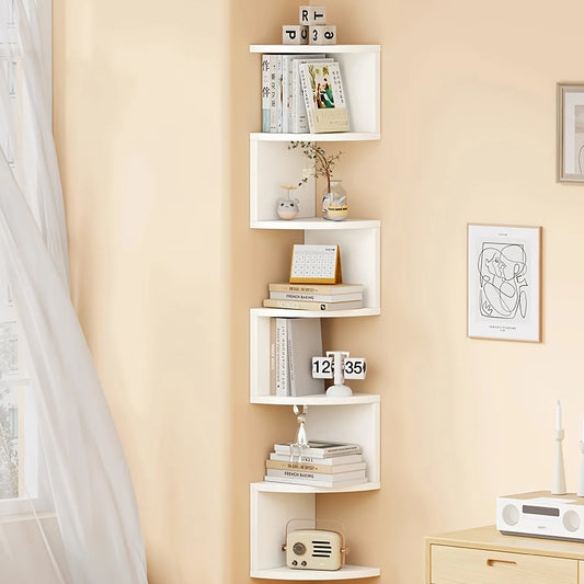 7-Tier Rustic Wall-Mounted Corner Shelf - Christmas Home Decor, Suitable for Living Room, Bedroom, Kitchen - Easy-To-Install Home Storage Shelf, Decorative Storage Rack, Easy to Assemble, Home Corner Triangular Wall-Mounted S